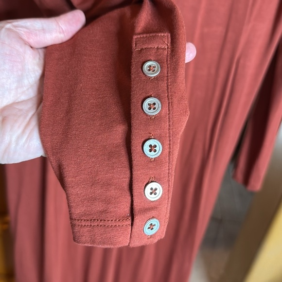 Soft Surroundings Jackie Knit Maxi Dress Henna Brown Turtleneck Size Large Tall - Picture 9 of 10